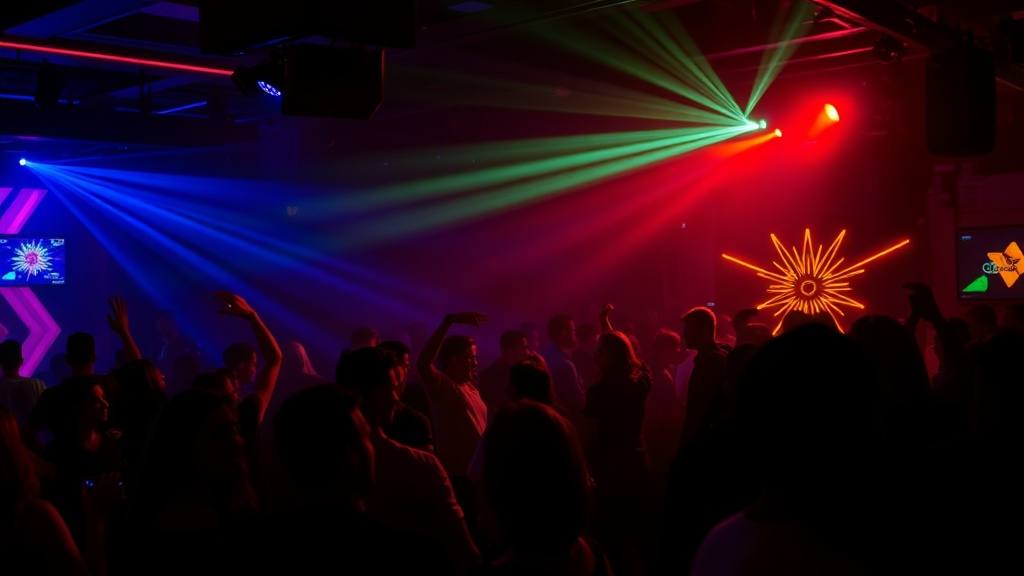 Neon ışıklı club kalabalığı