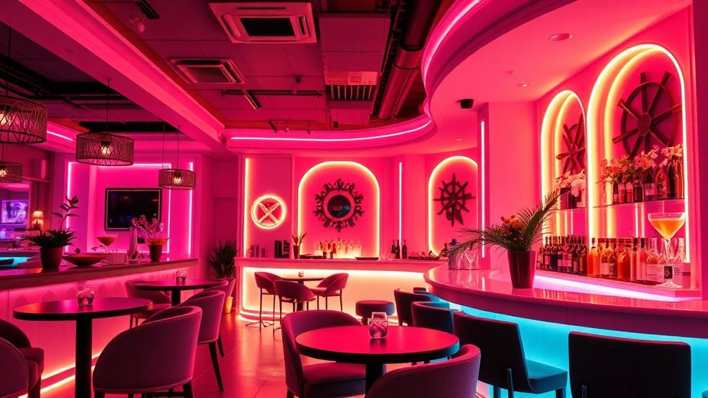 Neon ışıklı lounge bar atmosferi